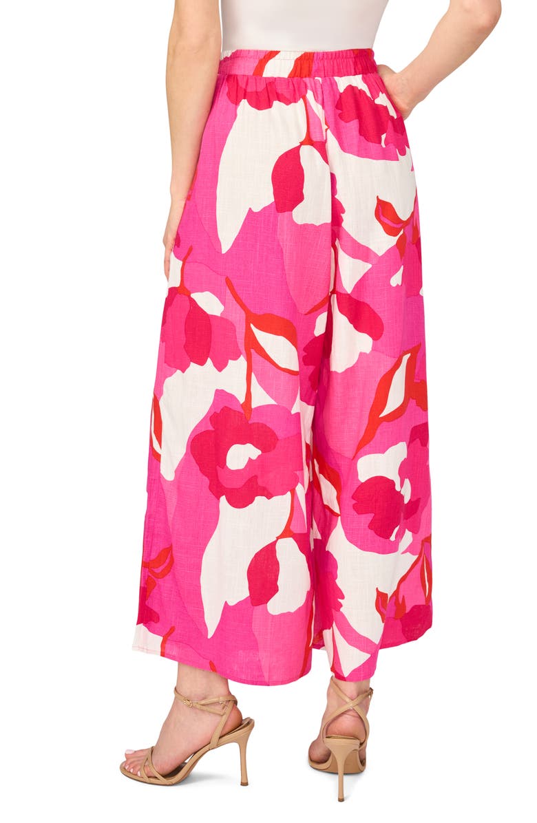 Vince Camuto Crop Linen Blend Pants, Alternate, color, New Ivory Poppy Print