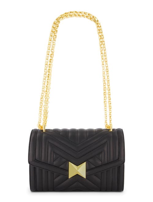 Mac Duggal Gold Chain Quilted Napa Leather Handbag In Black