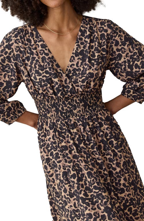 Marine Layer Daphne Leopard Long Sleeve Maxi Dress In Multi