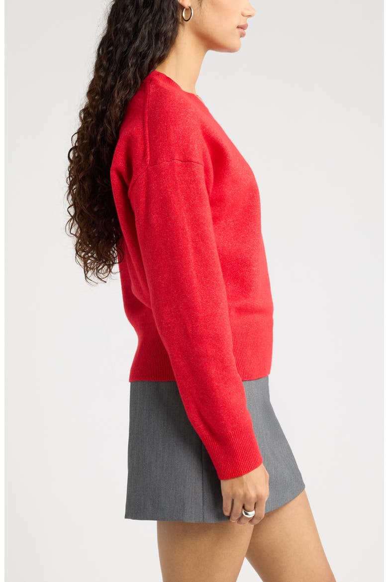 V-Neck Sweater, Alternate, color, RED SALSA