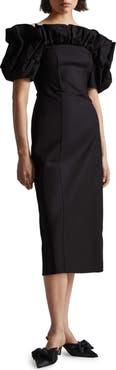 & Other Stories Ruffle Off the Shoulder Midi Dress