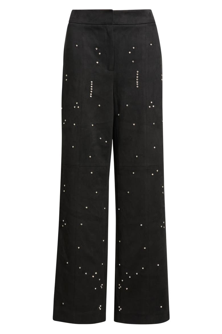 Amara Embellished Bootcut Pants, Alternate, color, NOIR
