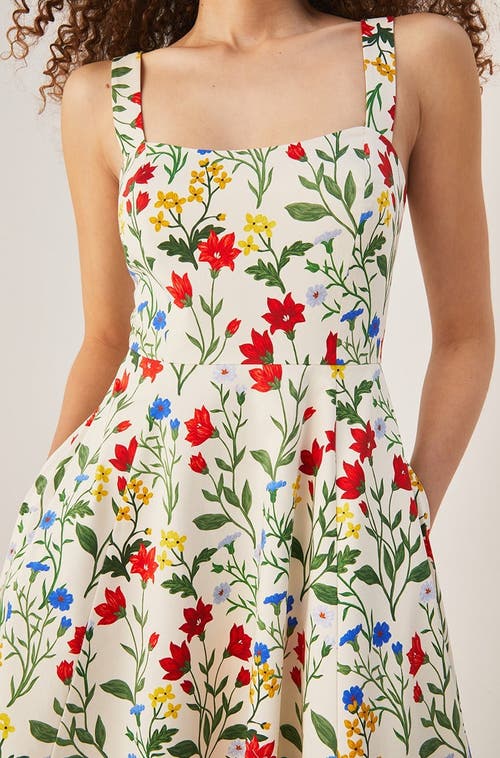 REBECCA TAYLOR REBECCA TAYLOR BOTANICA FLEUR SWEETHEART MIDI DRESS