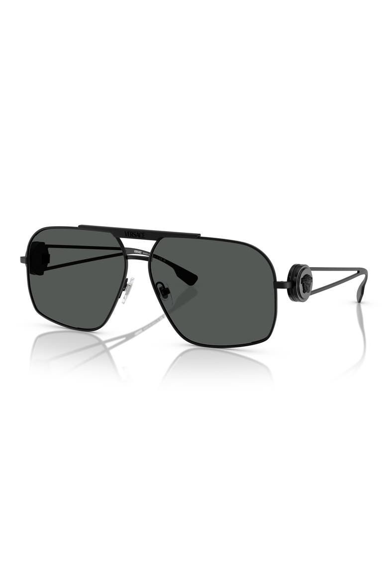 62mm Medusa Medallion Oval Sunglasses, Alternate, color, MATTE BLACK