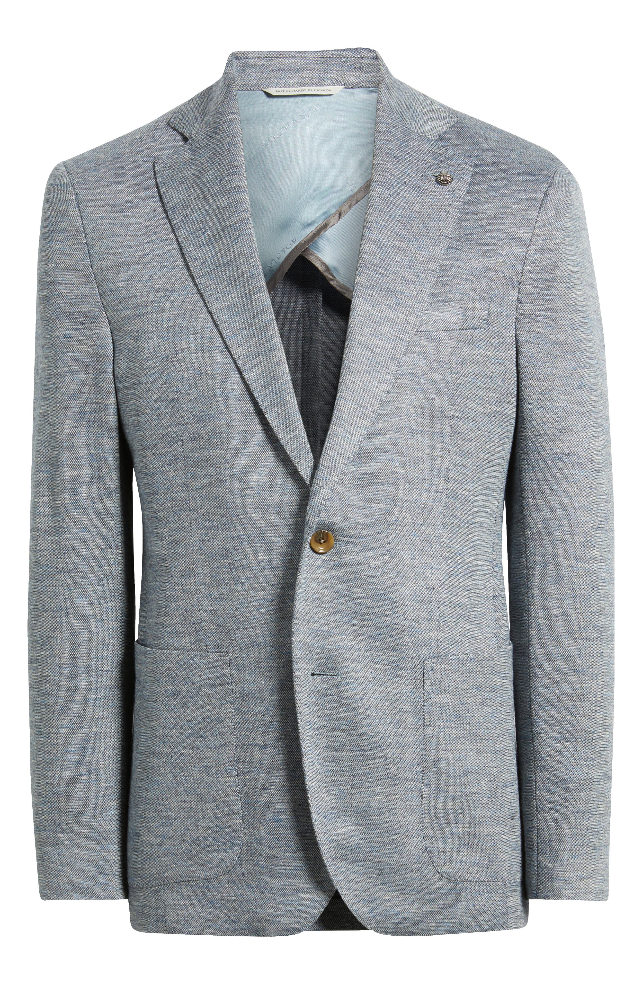 Hartford Blue Knit Wool & Silk Blend Mélange Sport Coat (Men
