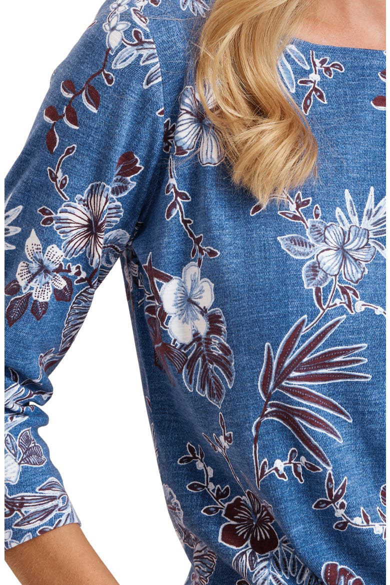 Ashby Isles Breezy Blooms Bateau Neck Top, Alternate, color, BLUE MONDAY