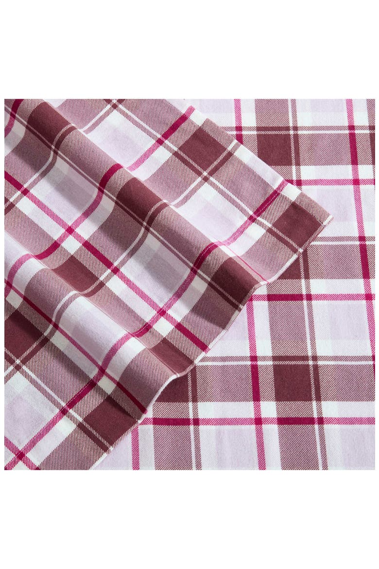 Rugged Plaid Flannel Sheet Set, Alternate, color, IVORY/ PURPLE/ WINE
