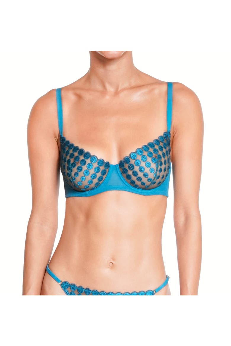 Deco dots Lace Underwire Bra, Alternate, color, Turquoise