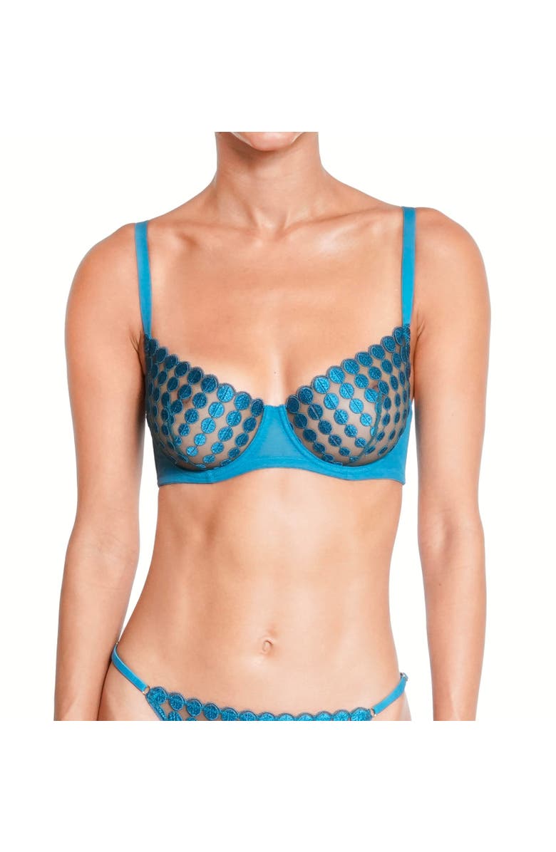 Huit Deco dots Lace Underwire Bra, Alternate, color, Turquoise