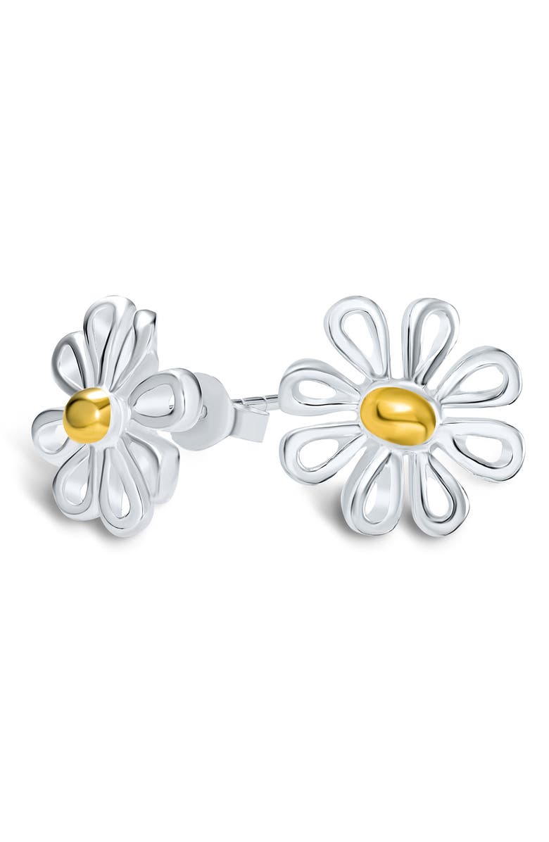 BLING JEWELRY Daisy Flower Stud Earrings, Main, color, Silver