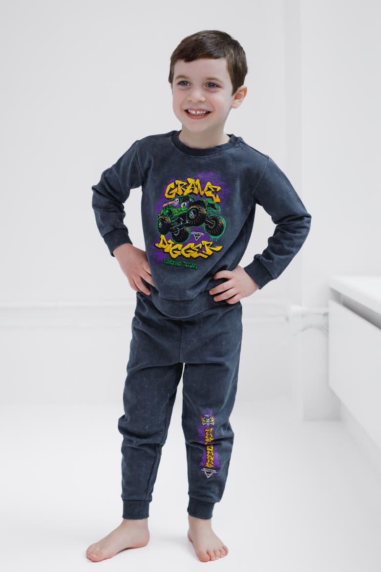 Grave Digger Fleece 2-Piece Sweatshirt and Pants Set, Alternate, color, Grave Digger Grey