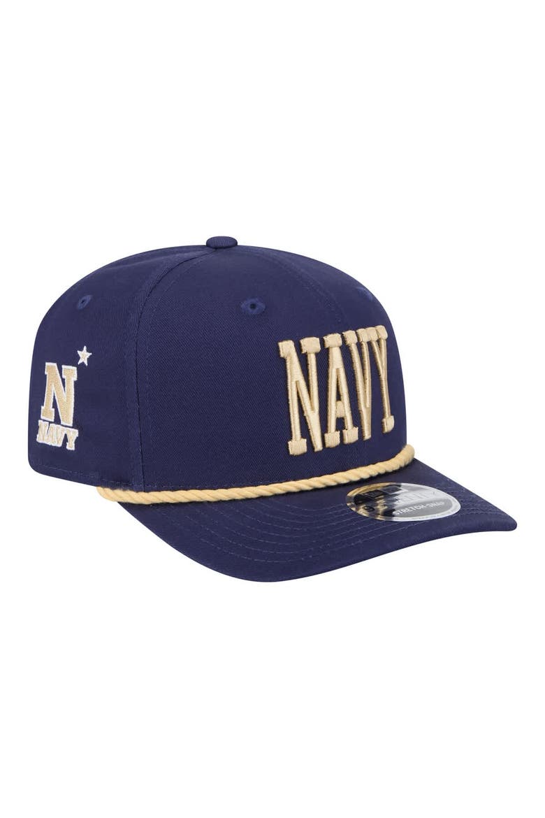 Men's New Era Navy Navy Midshipmen Wordmark Rope 9SEVENTY Stretch-Snap Hat, Main, color, Navy