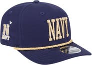 New Era Men's New Era Navy Navy Midshipmen Wordmark Rope 9SEVENTY Stretch-Snap Hat