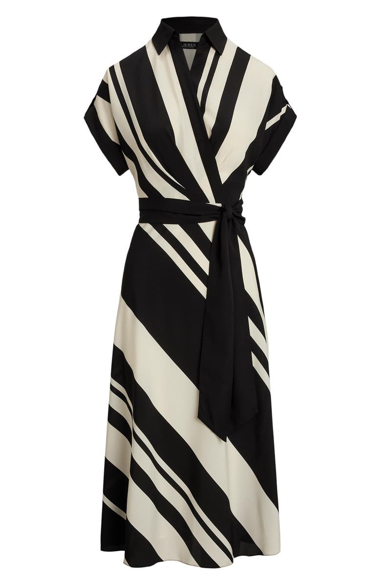 Lauren Ralph Lauren Short Sleeve Crepe Faux Wrap Dress, Alternate, color, 