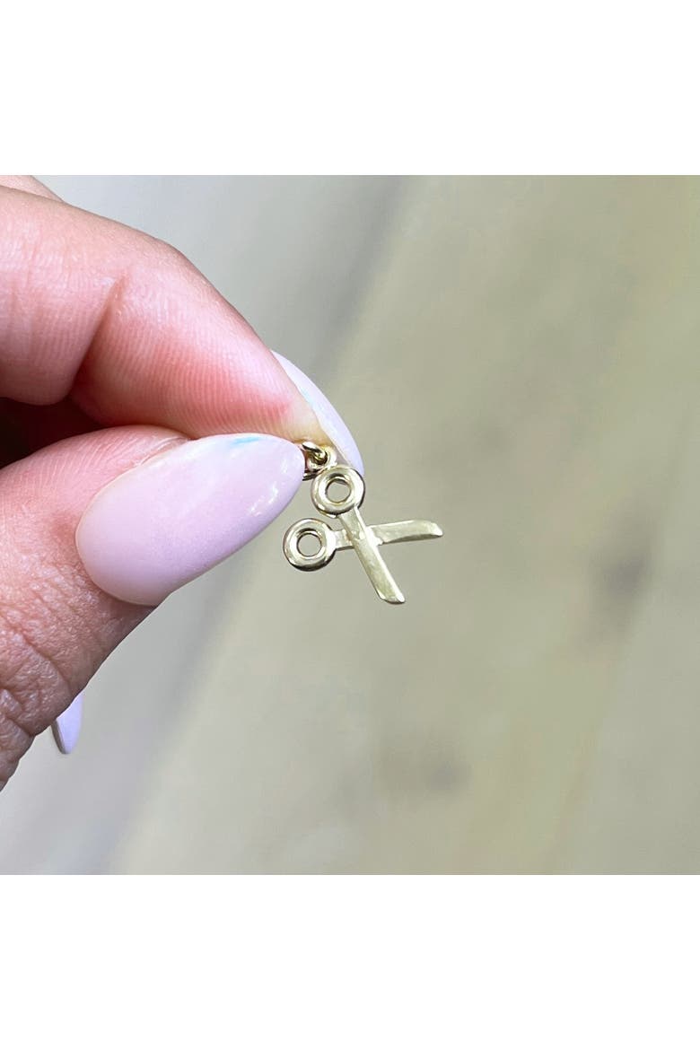 Mini Gold Scissor Charm, Alternate, color, Yellow Gold