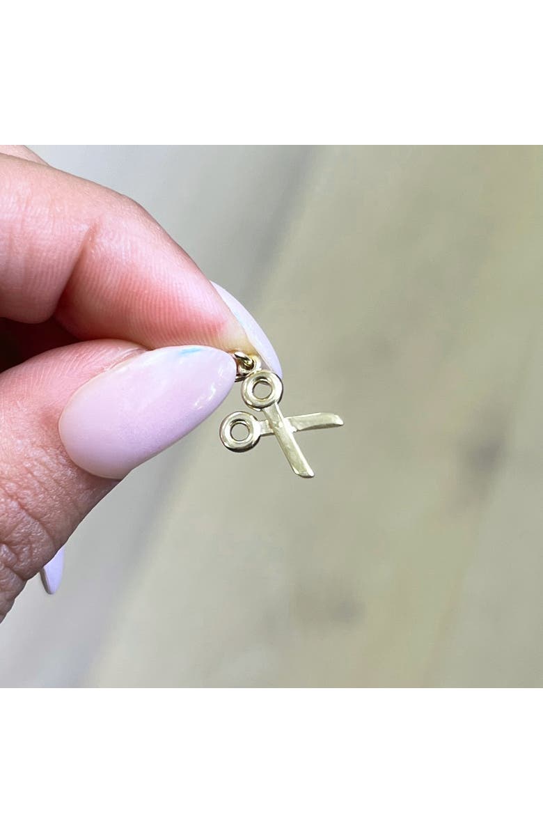 The Lovery Fine Jewelry Mini Gold Scissor Charm, Alternate, color, Yellow Gold
