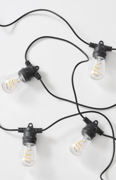 27 ft Or 48 ft, Solar‑powered Heavy Duty Led Outdoor String Lights, Weatherproof Spiral Filament Edison Bulbs