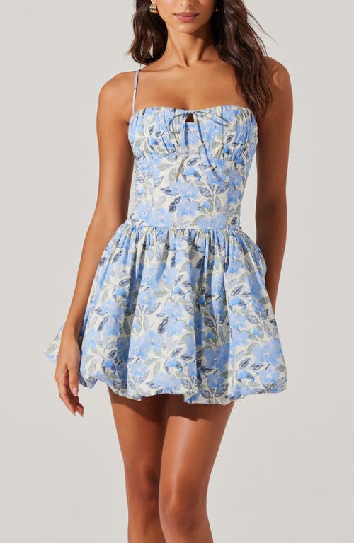 Astr The Label Larissa Floral Print Minidress In Blue
