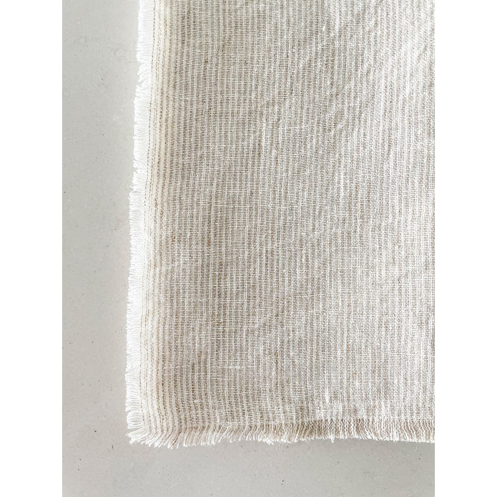 Anaya So Soft Linen Fringe Napkins in Beige Pinstripe at Nordstrom
