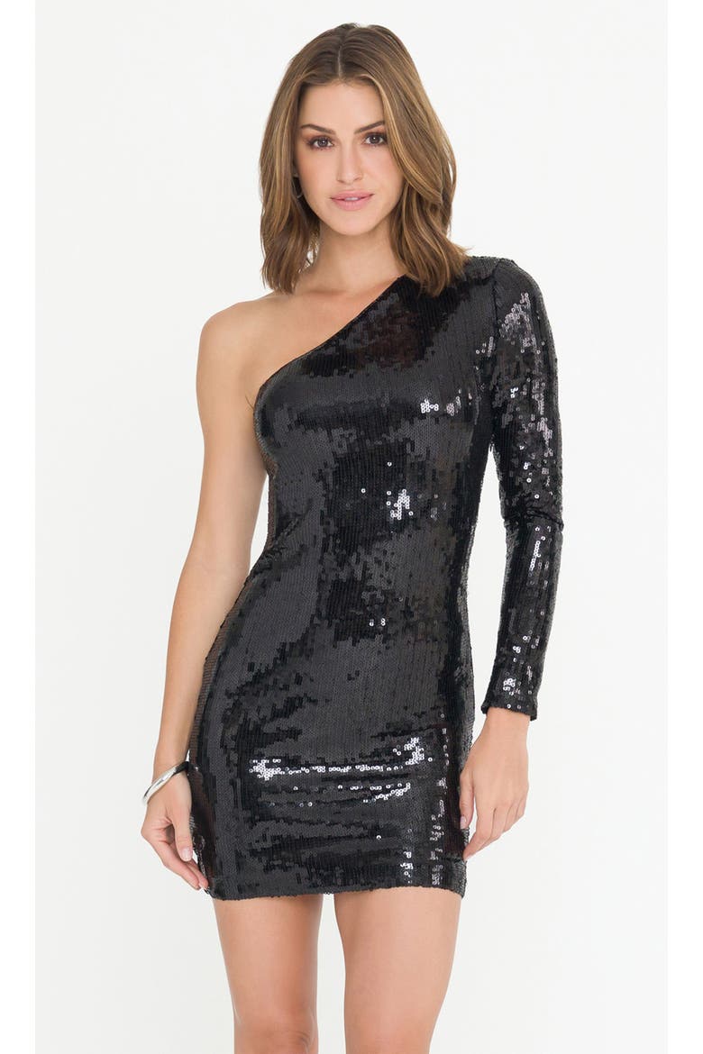 Tracie Sequin Dress, Alternate, color, Black
