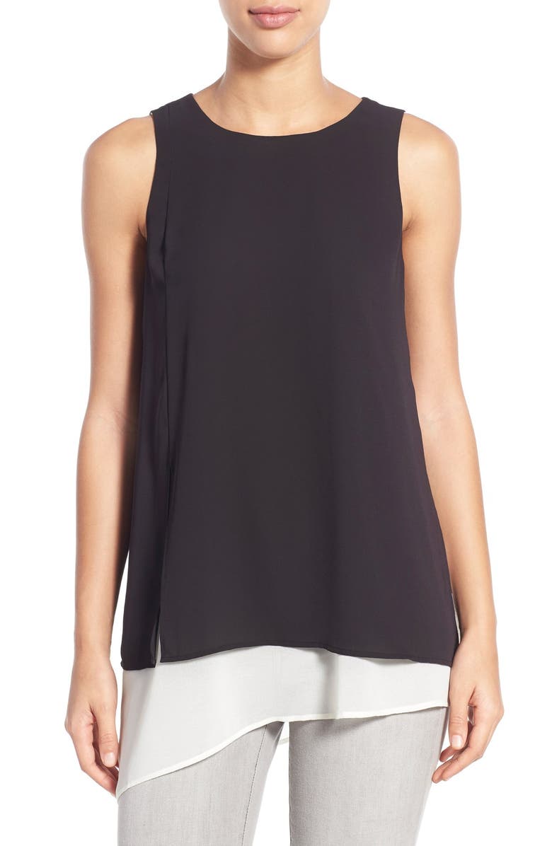 Halogen<sup>®</sup> Sleeveless Double Layer Asymmetrical Blouse, Main, color, 