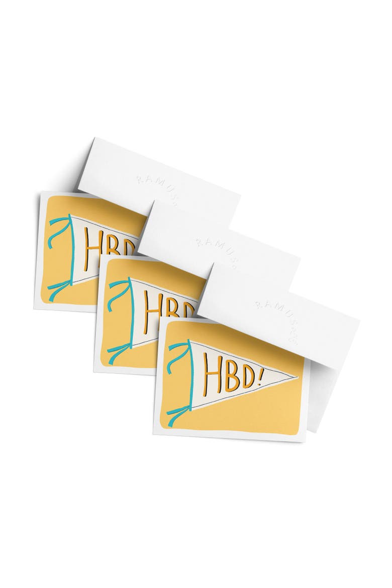 Birthday Greeting Card Pack (3ct) "Pennant HBD", Main, color, Multi-Pack
