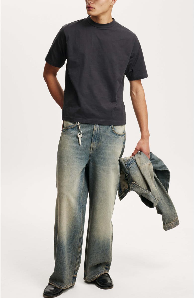 Cotton On Men's Cropped Fit T-Shirt, Alternate, color, Washed Black