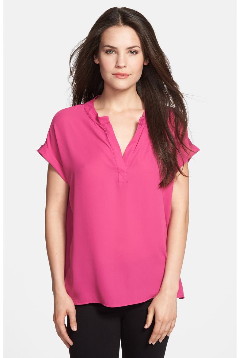 Split Neck Blouse, Main, color, PINK FUCHSIA