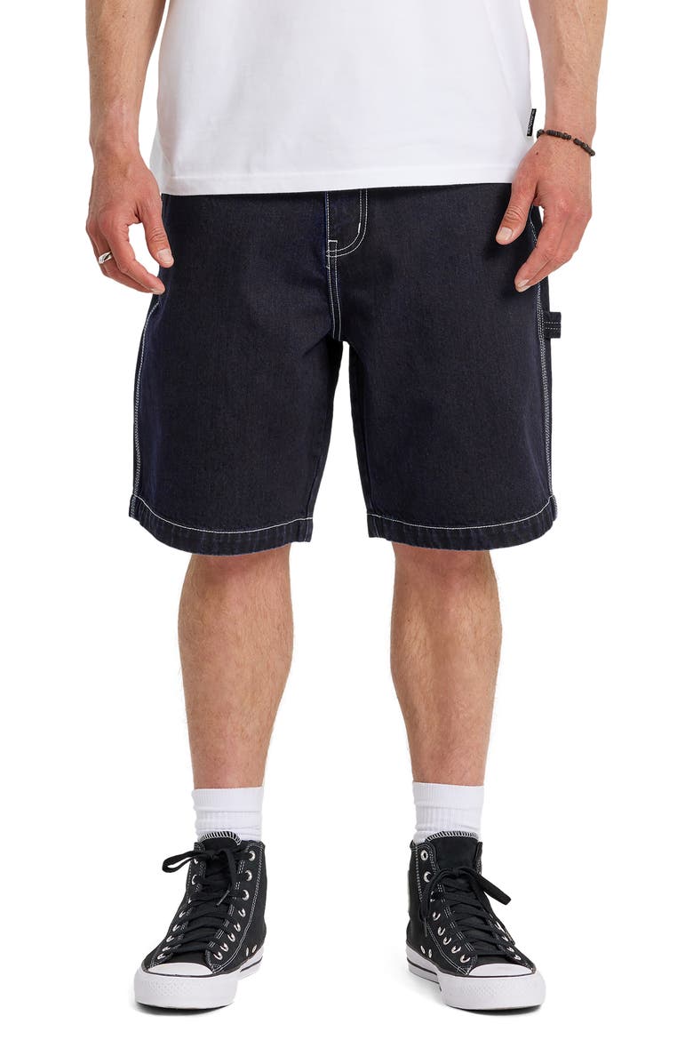 Baggy Fit Cotton Denim Cargo Shorts, Main, color, INDIGO RINSE