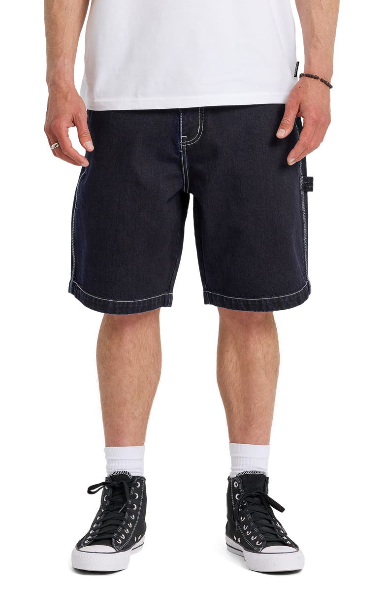 Quiksilver Baggy Fit Cotton Denim Cargo Shorts, Main, color, Indigo Rinse