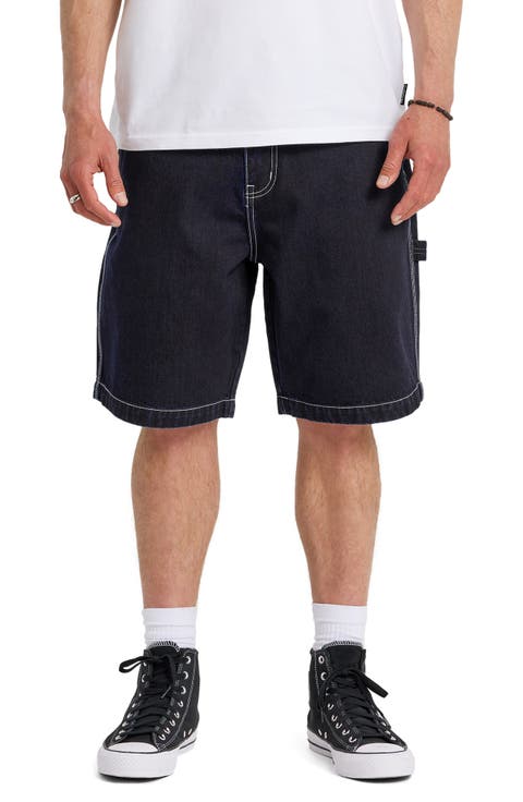 Baggy Fit Cotton Denim Cargo Shorts