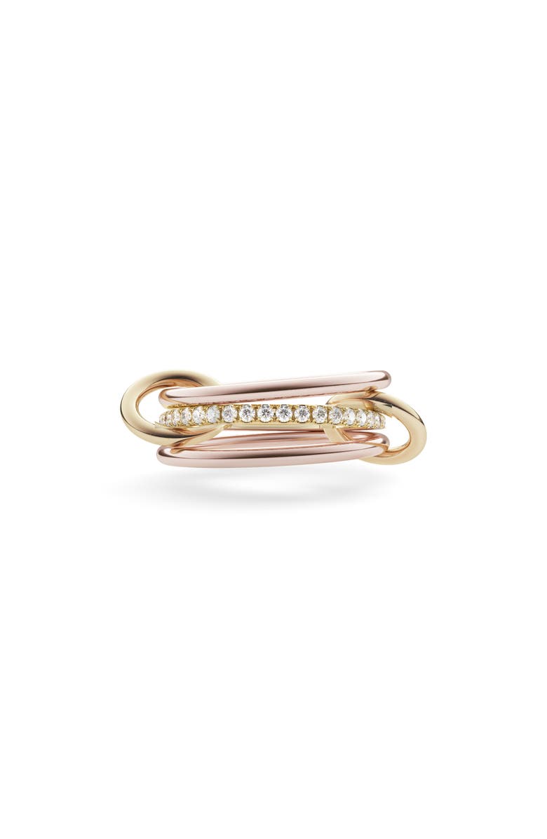 Spinelli Kilcollin Sony Linked Diamond Rings, Main, color, Rose Gold/Yellow Gold/Diamond