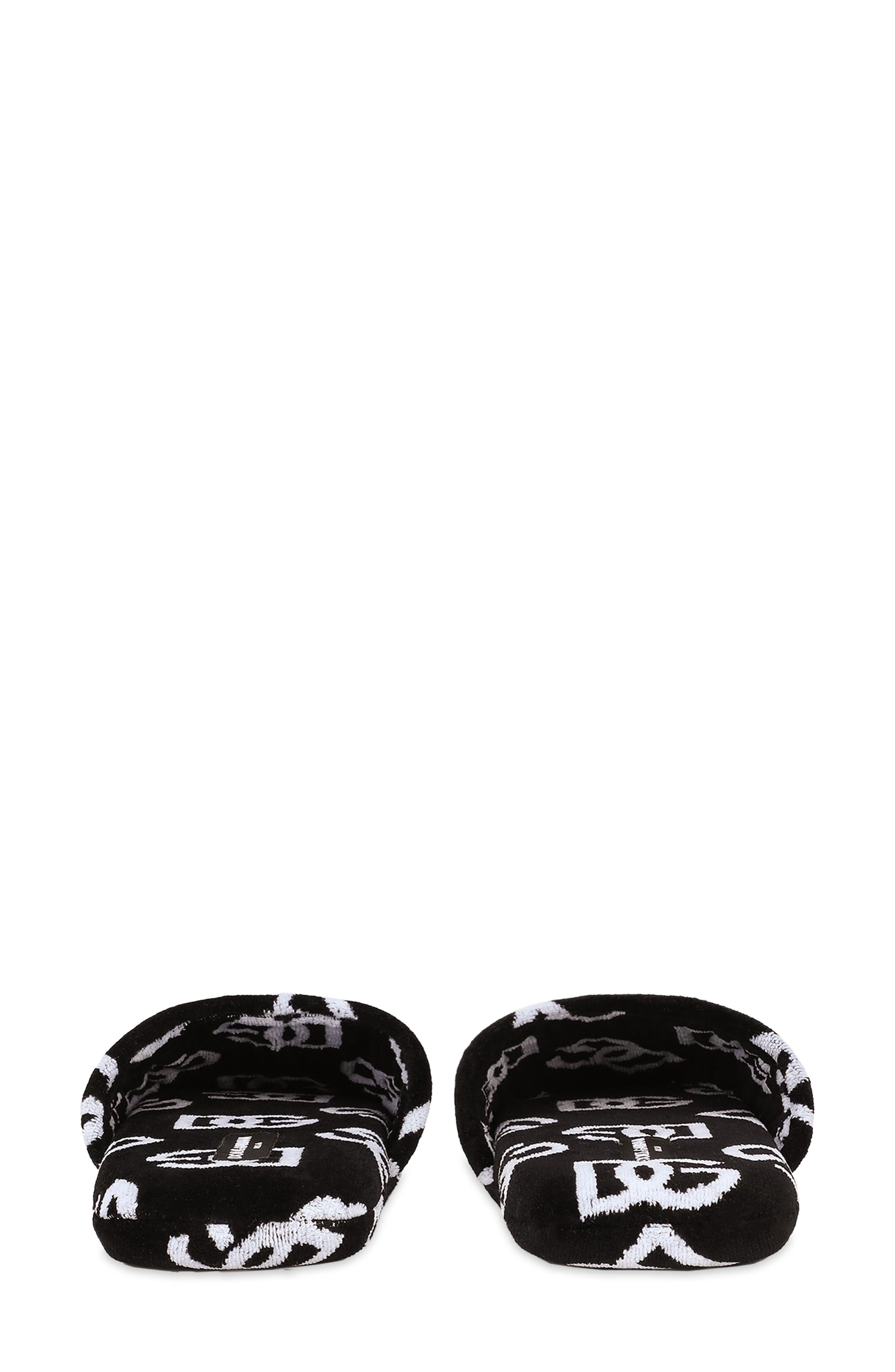 Dolce&Gabbana DG Allover Logo Jacquard Cotton Terry Cloth Scuff Slipper, Alternate, color, 