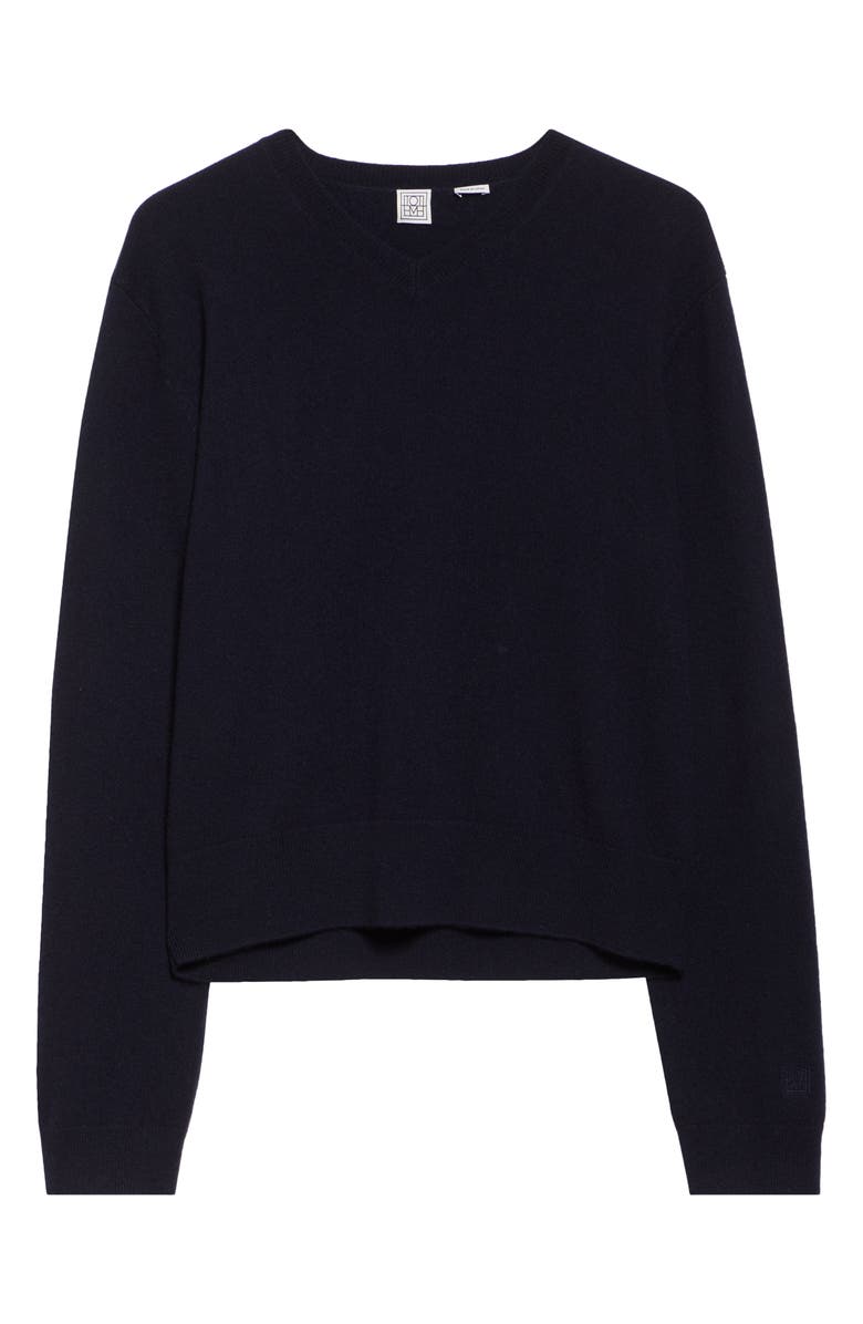 TOTEME Classic V-Neck Cashmere Sweater, Alternate, color, Navy