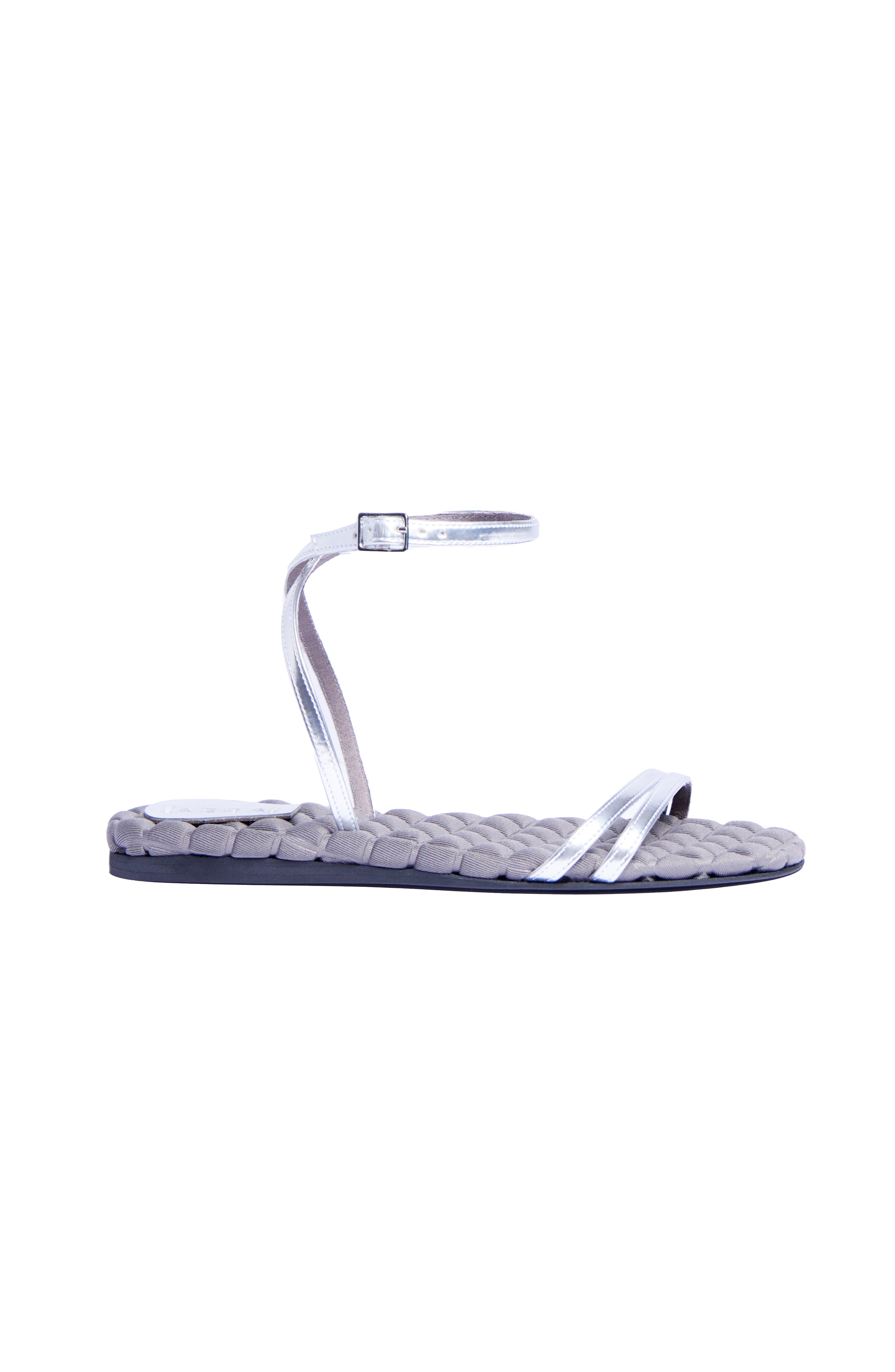 Aera Faye vegan flat sandal, Main, color, Silver