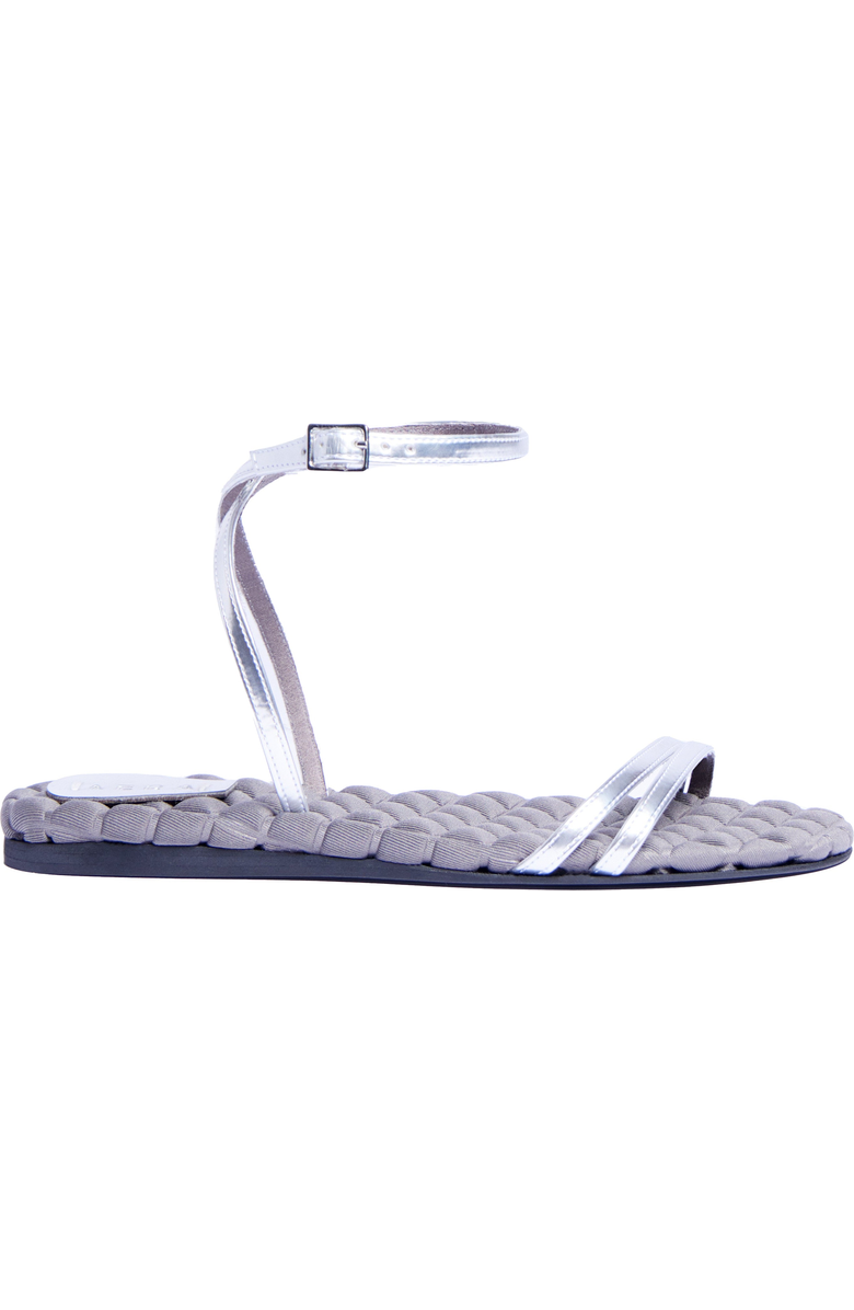 Aera Faye vegan flat sandal, Main, color, Silver