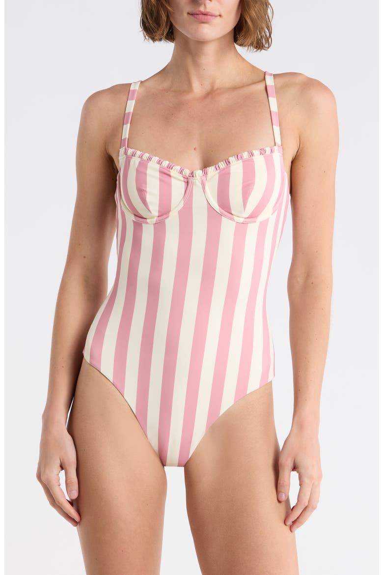 Marilyn Underwire Ruffle One-Piece Swimsuit, Main, color, ROSE/ VANILLA