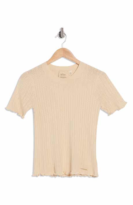 ELIE ELIE TAHARI Pointelle Short Sleeve Sweater