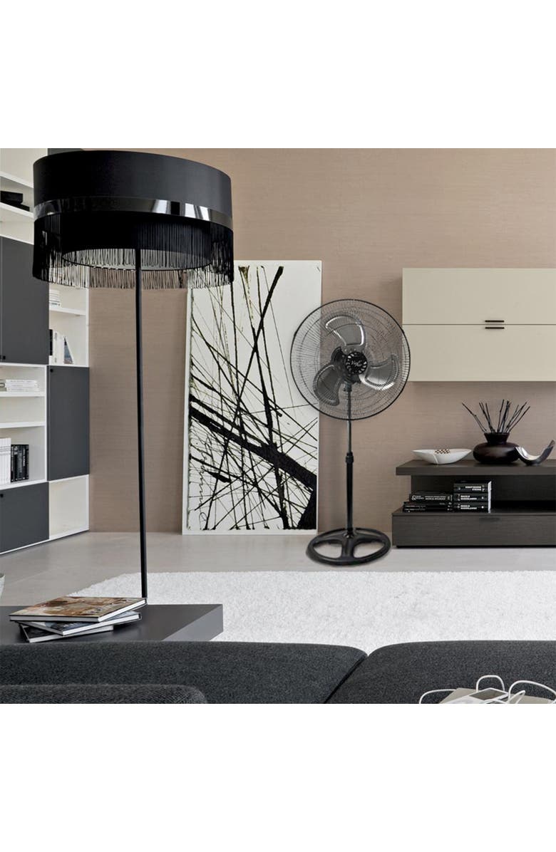 Vie Air 18 Inch Industrial Heavy Duty Pedestal Oscillating Metal Stand Fan, Alternate, color, Black