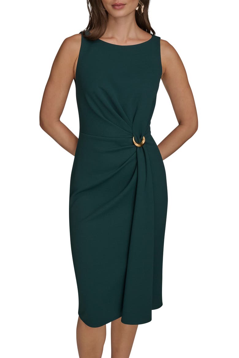Ruched Crepe Sheath Dress, Alternate, color, HUDSON