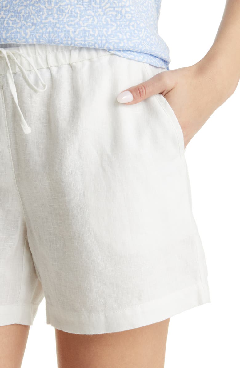 Tommy Bahama Palmbray High Waist Linen Shorts, Alternate, color, White