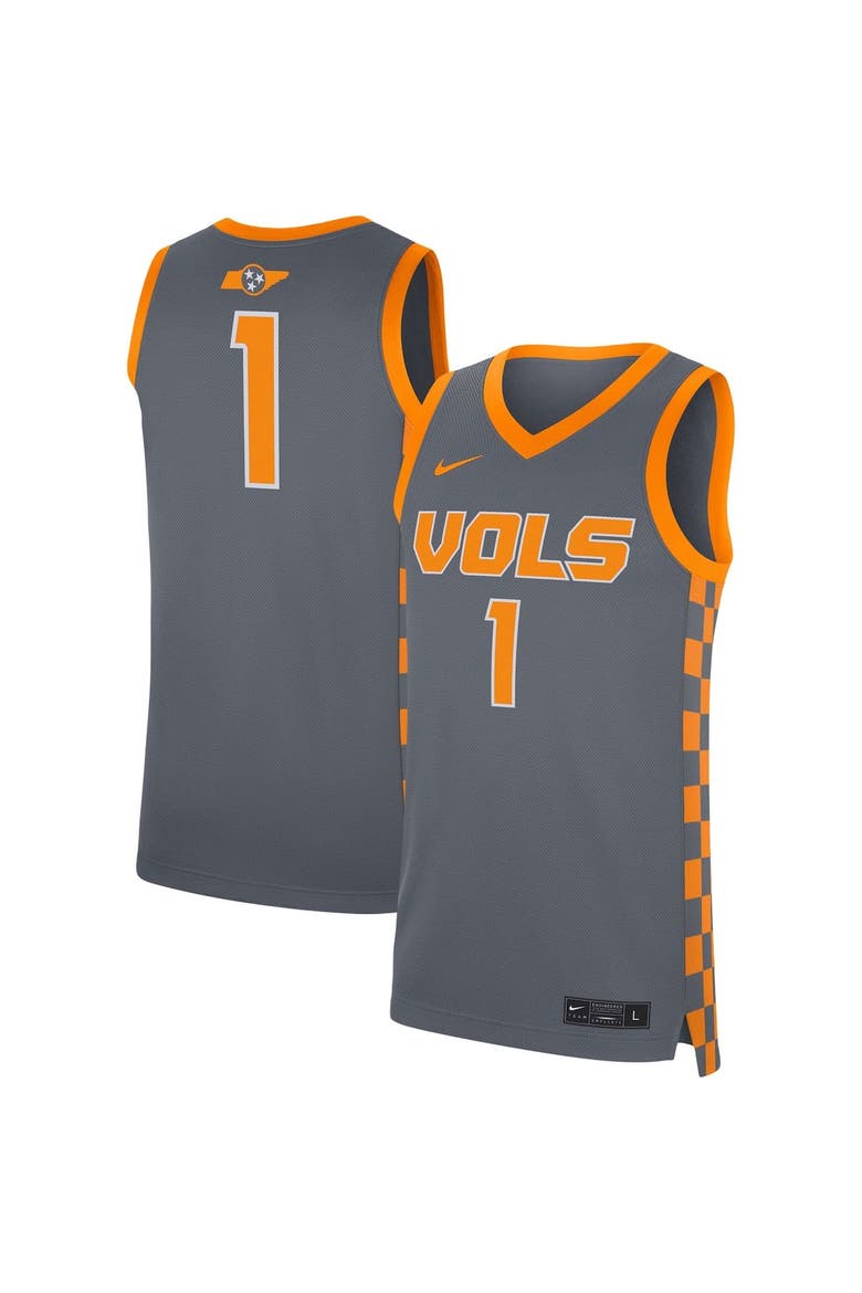 Men's Nike #1 Gray Tennessee Volunteers Replica Jersey, Main, color, Gray