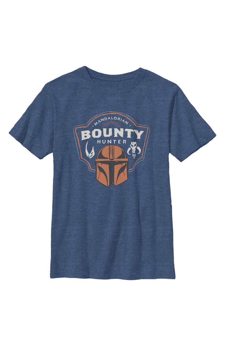 Star Wars: The Mandalorian and Grogu Boy's Star Wars The Mandalorian and Grogu Bounty Hunter Logo  Graphic T-Shirt, Main, color, Navy Blue Heather