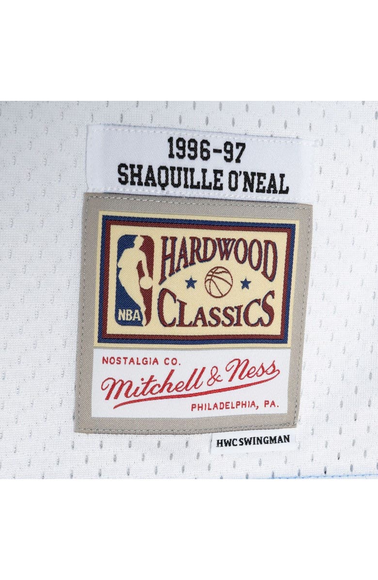 Mitchell & Ness Men's Mitchell & Ness Shaquille O'Neal Powder Blue/White Los Angeles Lakers Hardwood Classics 1996/97 Split Swingman Jersey, Alternate, color, 