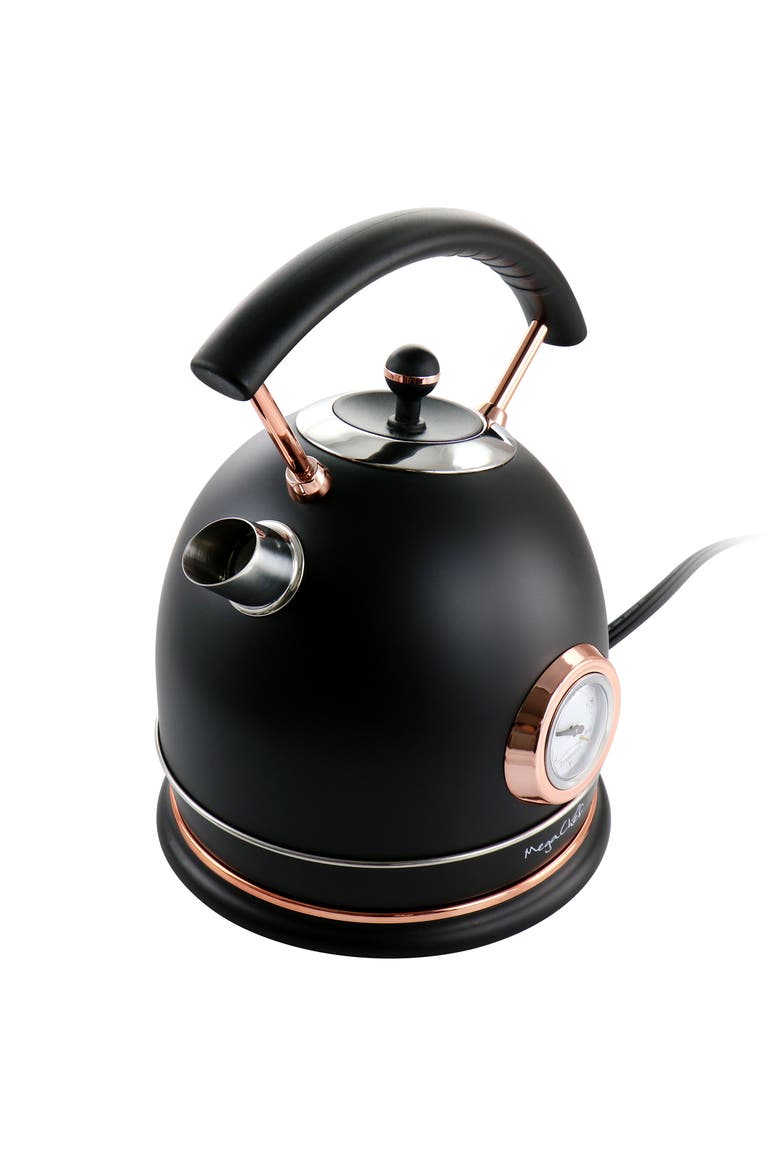 1.9 Quart Half Circle Electric Tea Kettle with Thermostat in Matte Black, Alternate, color, Black
