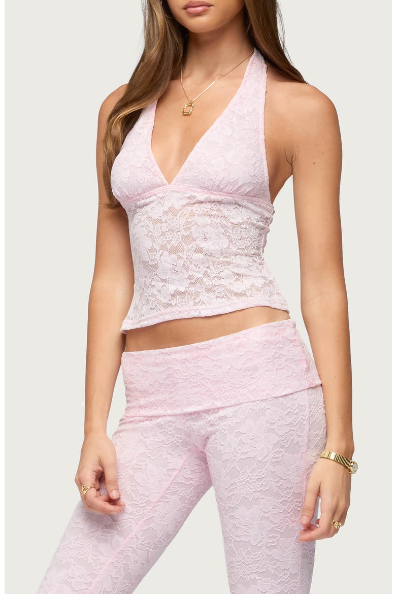 Talisa Lace Crop Halter Top, Alternate, color, LIGHT-PINK