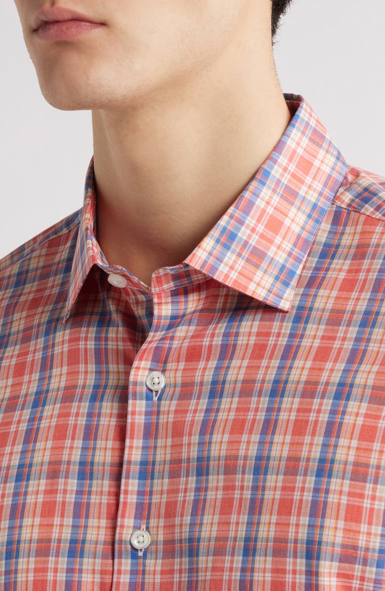 Scott Barber Retro Plaid Cotton Voile Button-Up Shirt, Alternate, color, 