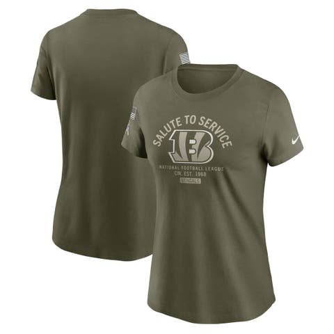 Women's Nike Olive Cincinnati Bengals 2025 Salute to Service Sideline T-Shirt