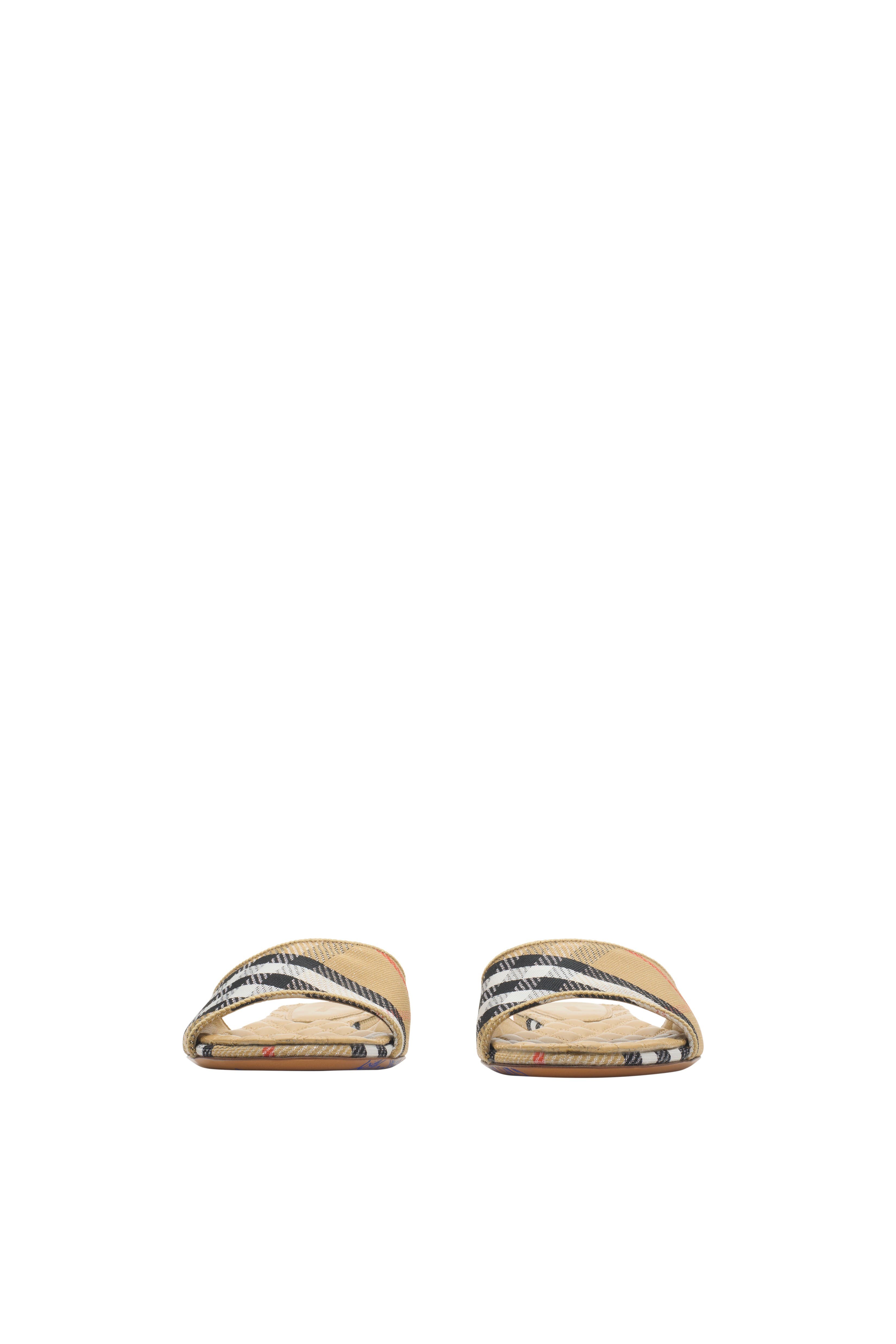 Burberry Check Sloane Slides, Alternate, color, Sand Beige