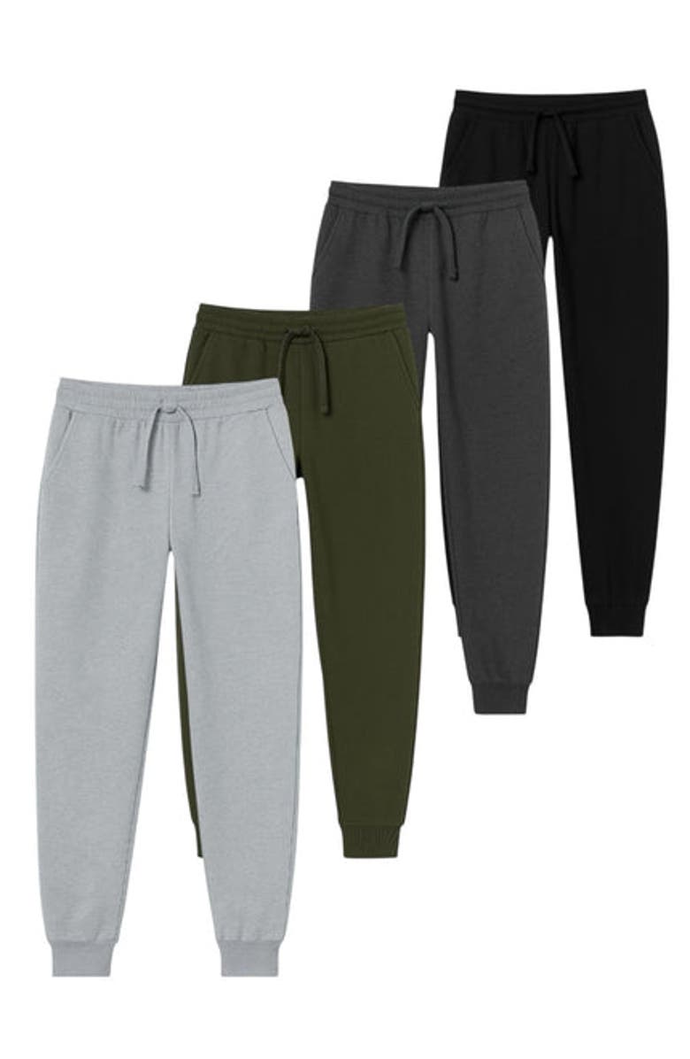 BenBen 4 Pack Mens Basic Everday Joggers Ultra Soft Fleece, Main, color, 